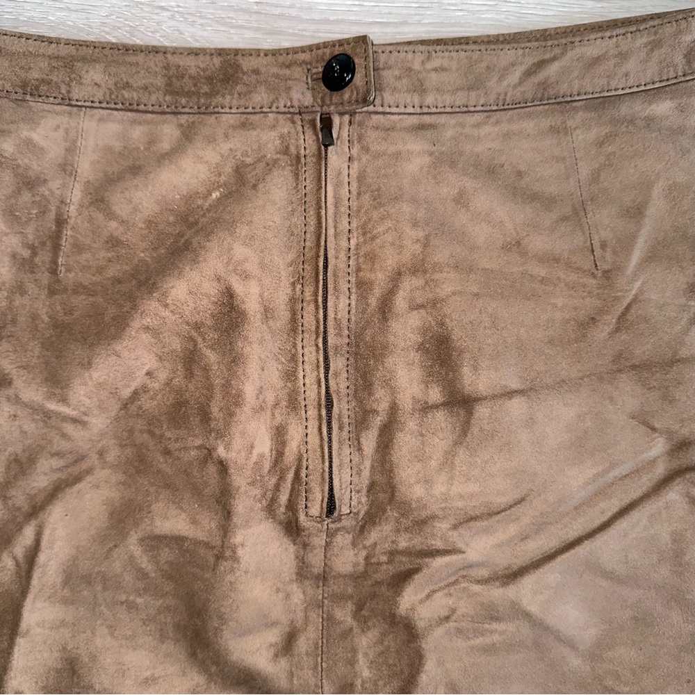 The Kooples Women's Brown Suede Leather Mini Skirt size medium zip details - Picture 4 of 7